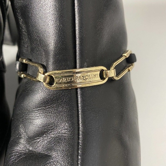 Carlo Pazolini Anke Boot Bootie Black Round Toe Side Zip Block Heel Gold… - Picture 4 of 13